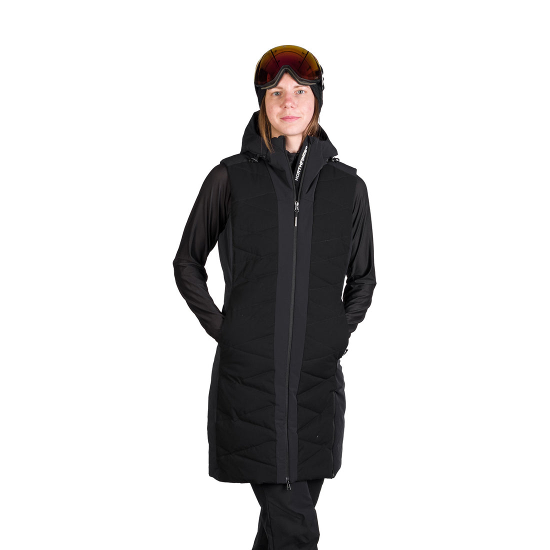 VE-4480SNW women's ski trendy quilted long vest STACY