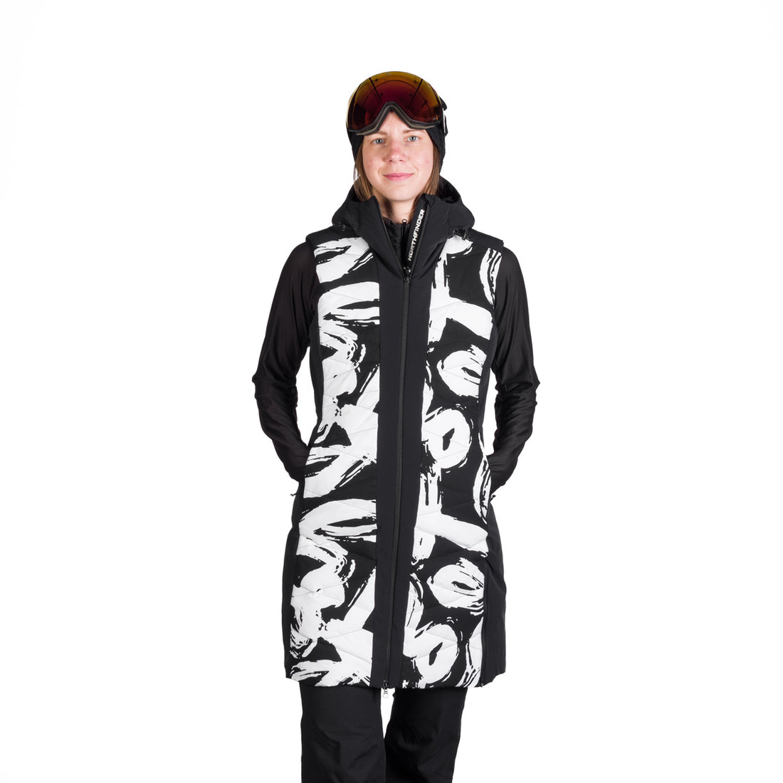 VE-4480SNW women's ski trendy quilted long vest STACY