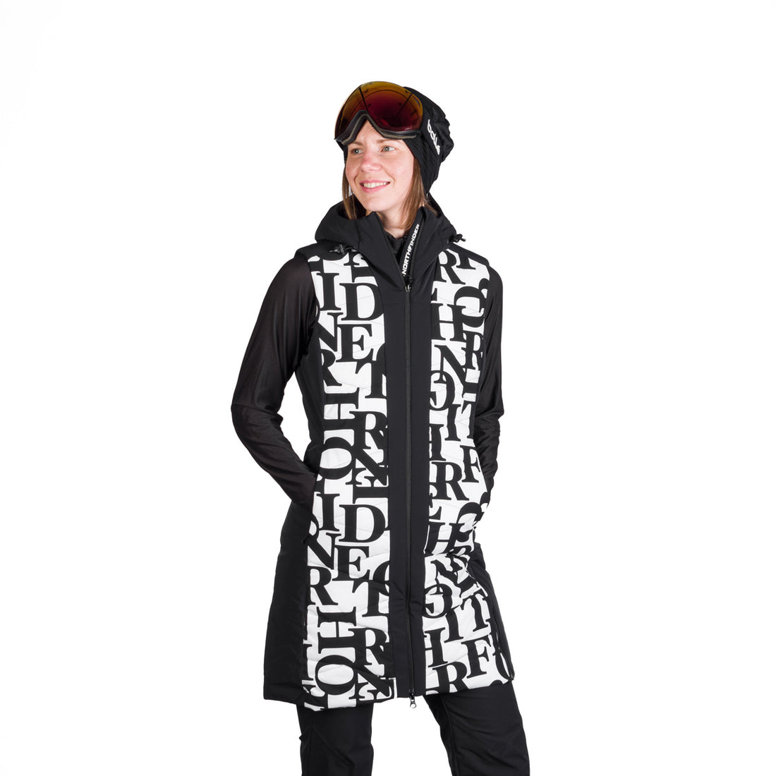 VE-4480SNW women's ski trendy quilted long vest STACY